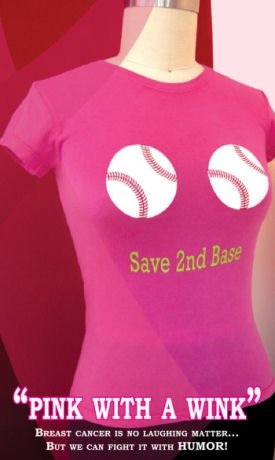 save second base pink t-shirt for breast cancer awareness