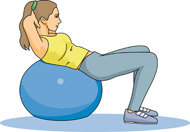 cartoon woman with exercise ball