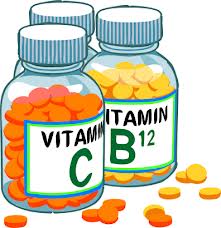 cartoon vitamin bottles